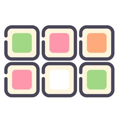 Vector illustration of Japanese food - sushi rolls.