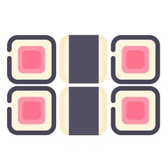 Vector illustration of Japanese food - sushi rolls.