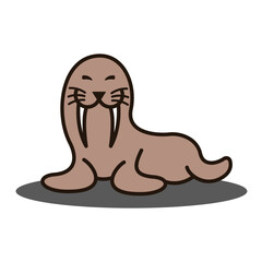 Smiling Walrus vector  illustration clipart icon