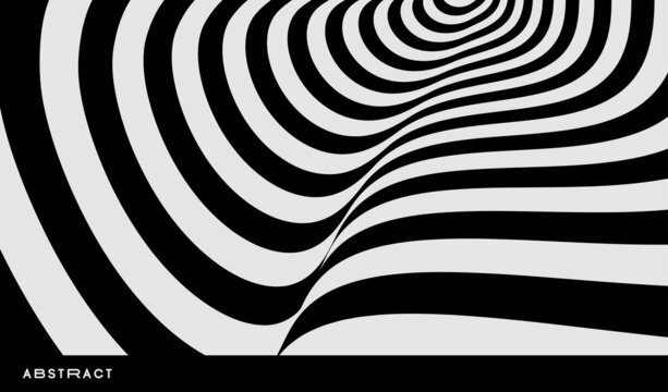 Black and white design. Pattern with optical illusion. Abstract striped background. Vector illustration. © Login