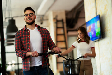 Colleagues talking in the office. Friends working together..