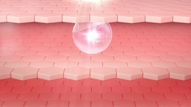 Serum drop through into skin layer, Skin repair Concept animation.