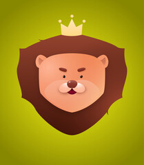 Cute Lion Face Emoticon Emoji Expression Illustration - King