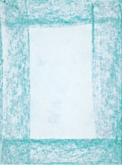Abstract green frame. Rough green lines. Pastel drawing.