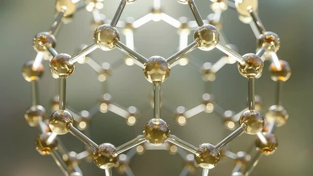 fullerene carbon molecule, Molecular structure 3d animation.