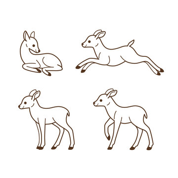 Cartoon fawn sketch line icon. Сute animals icons set. Childish print for nursery, kids apparel, poster, postcard, pattern. © Lili Kudrili