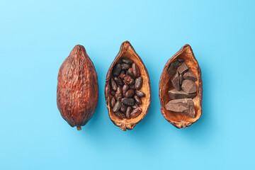 Steps of chocolate production in cocoa pods