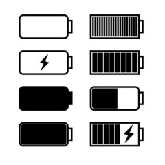 Battery icon set. Battery icon clipart set.