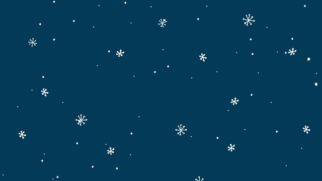 4K seamless animation of falling snowflakes.