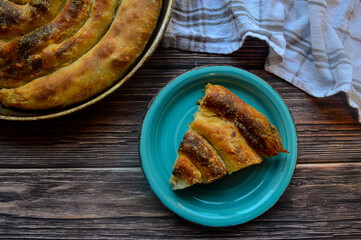 Traditional pastry with handmade dough and cheese filling