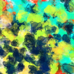 Fototapeta na wymiar Abstract Background Impressionist Black Yellow Neon Blue 