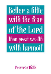 Better a little with the fear of the Lord than great wealth with turmoil. Bible verse quote
