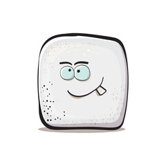 Vector Cartoon sugar cartoon characters isolated on white background. funky sweet sugar cube character with eyes and mouth