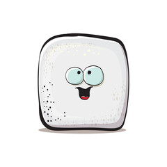Vector Cartoon sugar cartoon characters isolated on white background. funky sweet sugar cube character with eyes and mouth