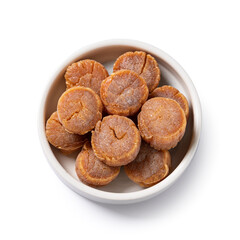 Dried scallop isolated on white background.