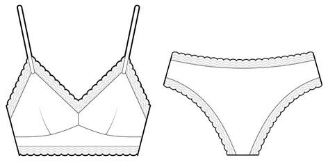triangle lace bra and pantie set template