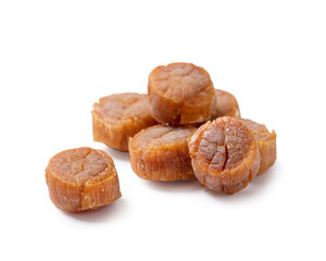 Dried scallop isolated on white background.