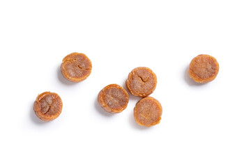 Dried scallop isolated on white background.