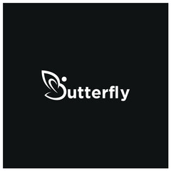 Fototapeta na wymiar butterfly typography text logo design concept