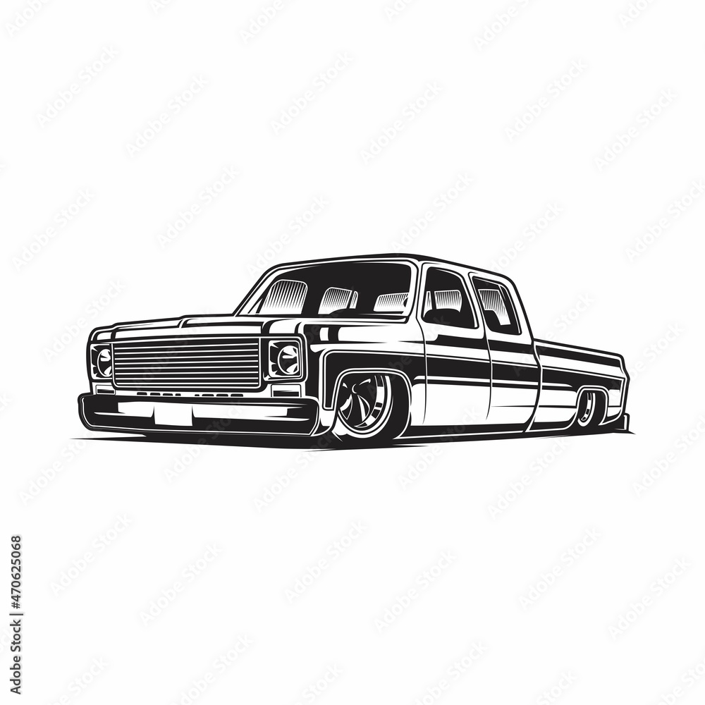 Wall mural pickup truck silhouette pickup truck black and white