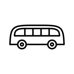 Hand drawn doodle cartoon bus. Vector black outline car icon on white background