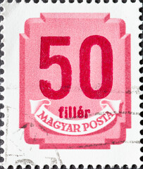 HUNGARY - CIRCA 1950: A post stamp printed in Hungary showing a number. Postage due. 50