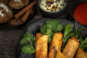 Traditional homemade assortment of moroccan food snacks. Typical arab food