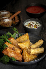 Traditional homemade assortment of moroccan food snacks. Typical arab food