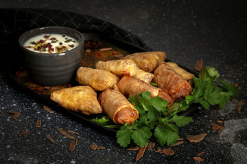 Traditional homemade assortment of moroccan food snacks. Typical arab food
