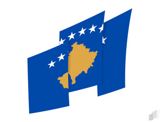 Kosovo flag in an abstract ripped design. Modern design of the Kosovo flag.