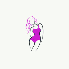 cute woman vector logo icon brand company