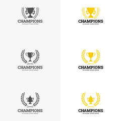 Trophy illustration vector logo icon. Trophy logo icon for winner award logo template