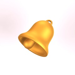 Golden bell isolated on white background. 3d render