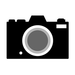 カメラのアイコン。レトロなフィルムカメラ。
