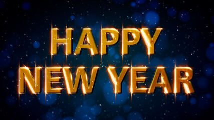 lighting text happy new year on colorful vivid backdrop - abstract 3D illustration