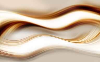 Gold wave flow and golden glitter lines on brown background. Abstract shiny color gold wave luxury rich invitation background. Luxury gold flow wallpaper web design.