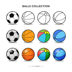 Balls collection for kids coloring book