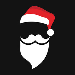 Santa hat and mustache icon.Vector illustration isolated on white background.