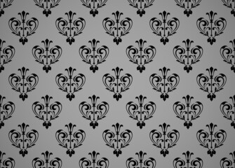 Flower geometric pattern. Seamless vector background. Black and gray ornament. Ornament for fabric, wallpaper, packaging. Decorative print
