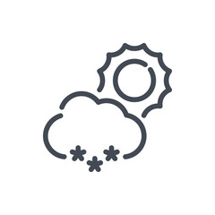 Sun and cloud with snow line icon. Weather and Climate vector outline sign.