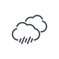 Two clouds with rain line icon. Weather and Climate vector outline sign.