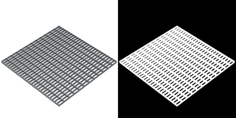 3D rendering illustration of an open mesh steel grating flooring