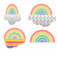 set boho styles Vector hand has drawn boho clipart for decoration with cute rainbows | Perfect for baby shower, birthday, children's party Gender-neutral Scandinavian Boho Rainbow clipart
