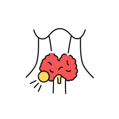 Thyroid cancer color line icon. Human diseases.