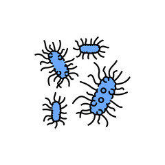 Plague bacteria color line icon. Human diseases.