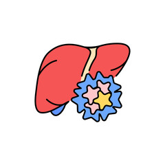 Hepatitis B color line icon. Human diseases.