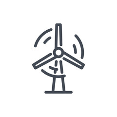 Wind turbine line icon. Wind power energy vector outline sign.