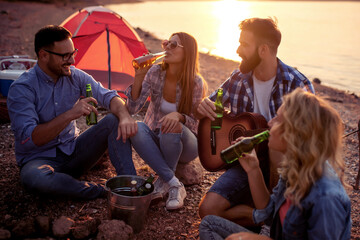 Group of  friends having fun time together