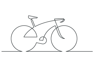 Continuous line drawing of sport bicycle on a white background. Sketch of bike a traditional transportation. Vector illustration.