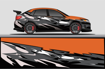 Obraz premium Car livery wrap decal, rally race style vector illustration abstract background